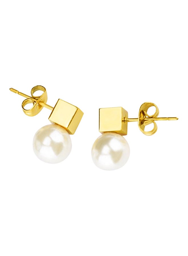 AIWANTO Alissa Rectangular Prism Pearl Dangle Earrings  - Image 3