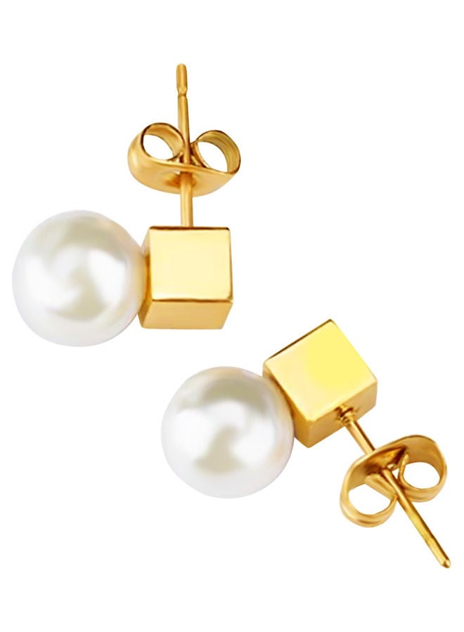 AIWANTO Alissa Rectangular Prism Pearl Dangle Earrings  - Image 2