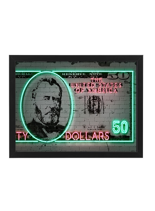Boomah Accessories 50 Dollars Grant Money Neon Wall Decor Poster With Frame Multicolour 30x40cm