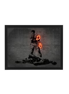 Muhammad Ali Boxing Neon Wall Decor Poster With Frame Multicolour 30x40cm