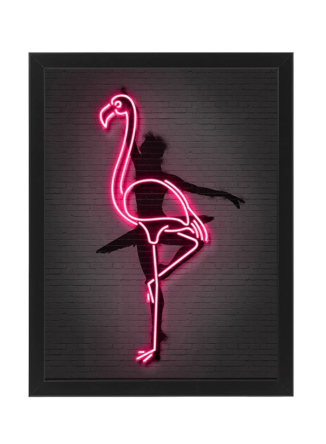 Boomah Accessories Ballerina Flamingo Neon Wall Decor Poster With Frame Multicolour 30x40cm