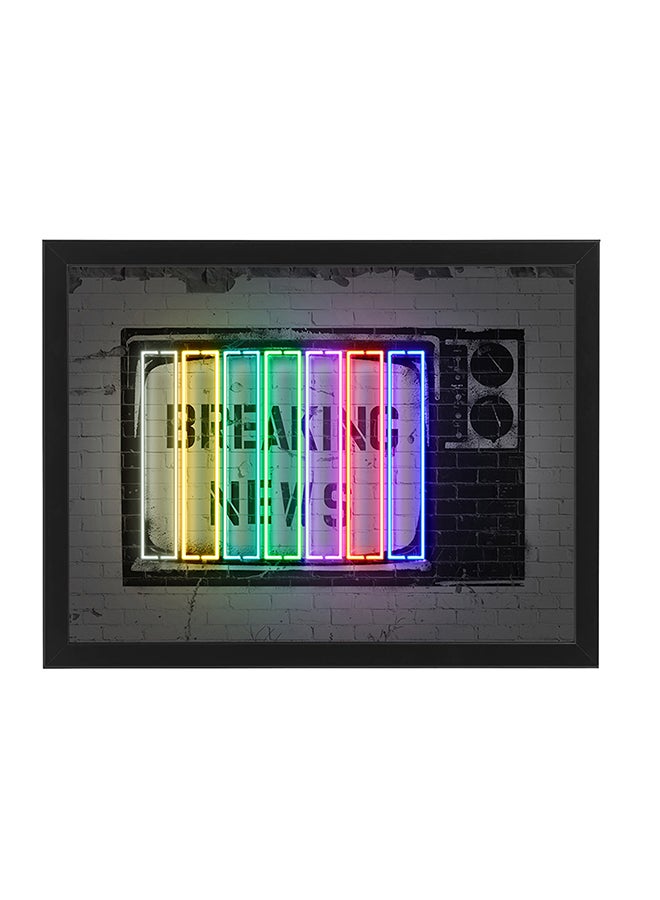 إكسسوارات بومة - ملصق جداري بطبعة عمل فني نيون شارع وعبارة "Breaking News" متعدد الألوان 30x40سم - Image 1