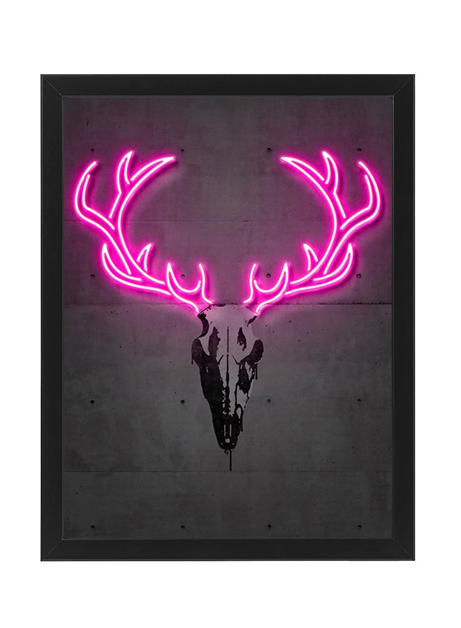 Boomah Accessories Deer Skull Neon Wall Decor Poster With Frame Multicolour 30x40cm