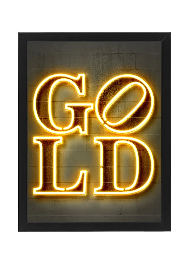 Gold Neon Wall Decor Poster With Frame Multicolour 30x40cm - v1612164888/N43125745A_1