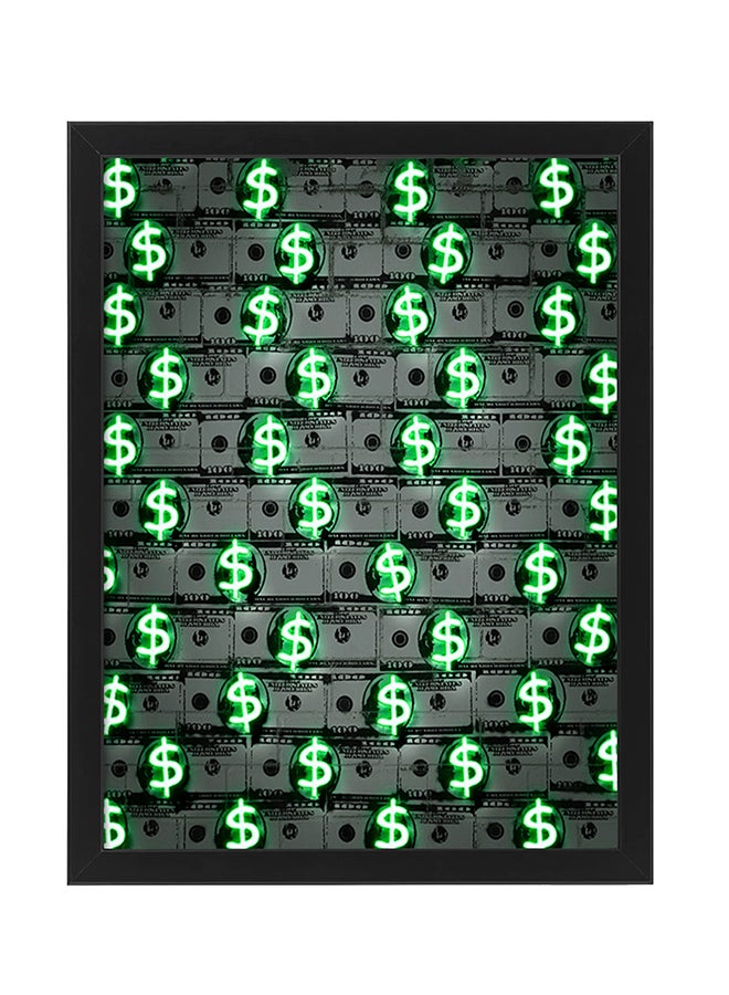 Boomah Accessories Dollar Neon Wall Decor Poster With Frame Multicolour 30x40cm