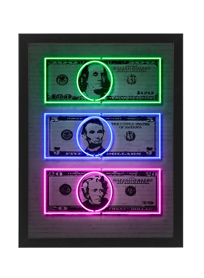 Boomah Accessories Dollar Neon Wall Decor Poster With Frame Multicolour 30x40cm