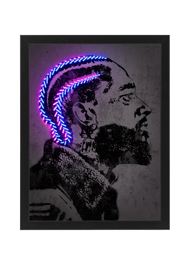 Boomah Accessories - Nipsey Hussle Neon Wall Decor Poster With Frame Multicolour 30x40cm - Image 1