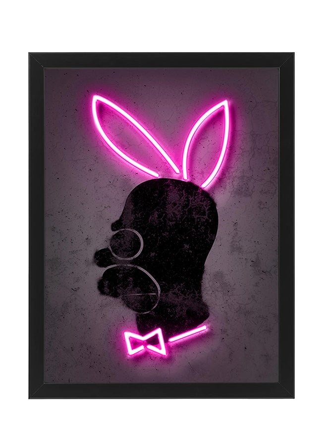 إكسسوارات بومة ملصق جداري لديكور الحائط بتصميم شخصية بلاي بوي بلون نيون مع إطار من مسلسل 'Simpsons' متعدد الألوان 30x40سم