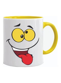 FBGenics Naughty Smiley Face Yellow Ceramic Mug 11 oz Printed Multicolour 
