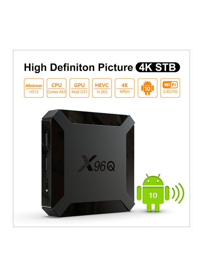 Tv Box Android X96Q Allwinner H313 Quad Core 4K Smart Android Tv 2.4G Wifi X96 Q 2G Ram -16G Rom Black