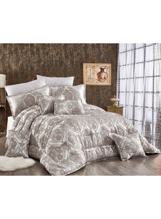 6 Piece Comforter Set, Queen Size Cotton Grey 190 x 240cm - v1612171124/N44100439A_1