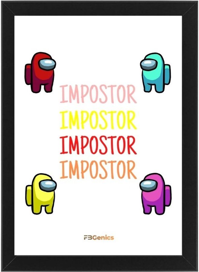 ملصق بطبعة لعبة "Imposter Among US" مع إطار متعدد الألوان