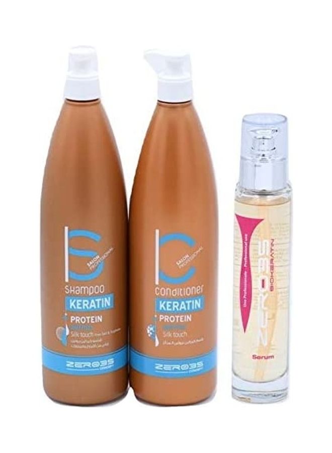 zero35 Shampoo, Conditioner, Hair Serum Italian Zero35 Biokeratin Treatment Kit with Keratine, Argan and Macadamia Oils 1000ml 1000ml