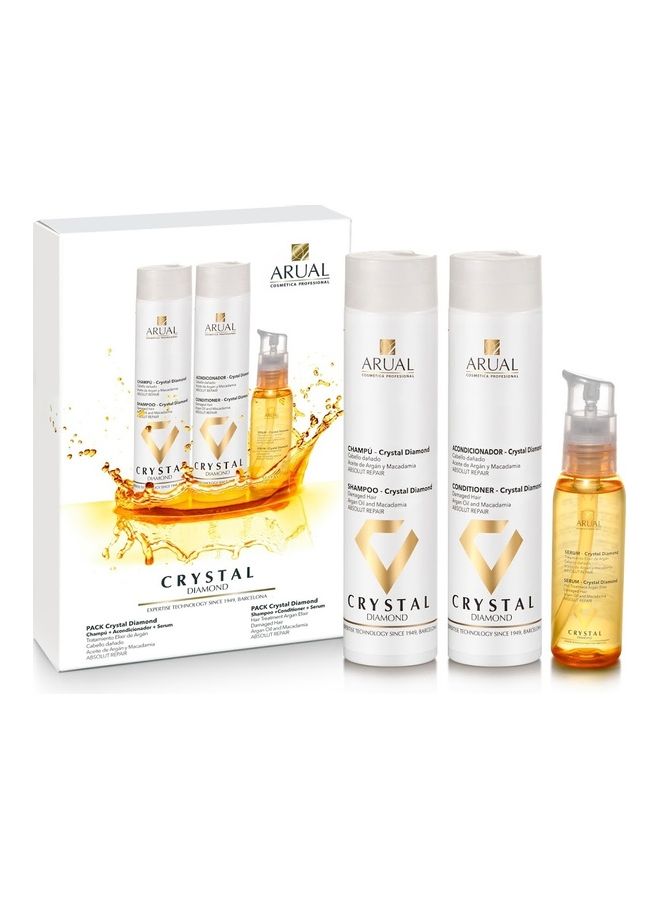 ARUAL - 3-Piece Crystal Diamond Shampoo Conditioner And Serum Set 250ml - Image 1