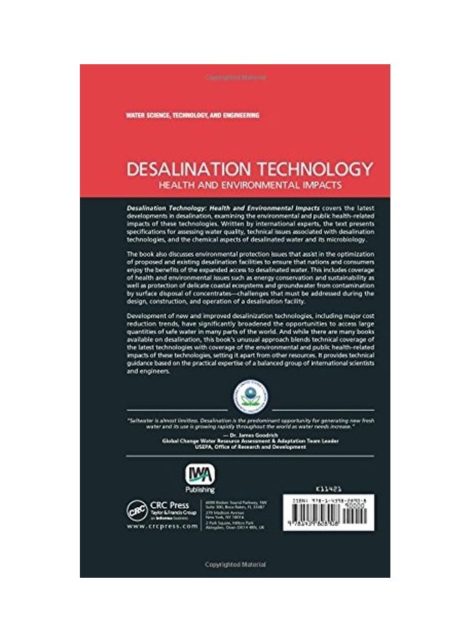 Desalination Technology: Health And Environmental Impacts Hardcover English by Joseph Cotruvo - 2010  - Image 2