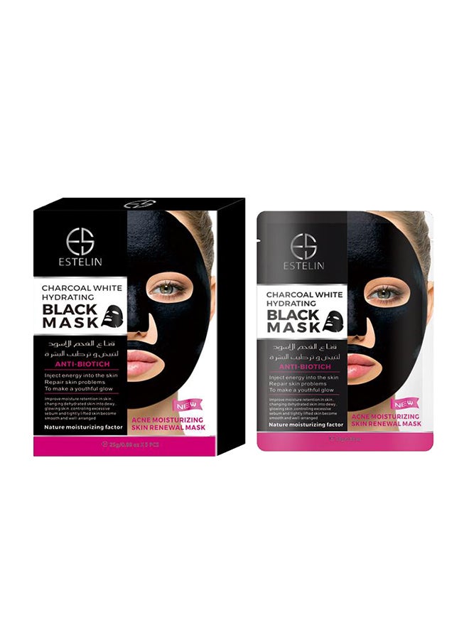 ESTELIN 5 Pieces Charcoal White Hydrating Mask Multicolour 25grams