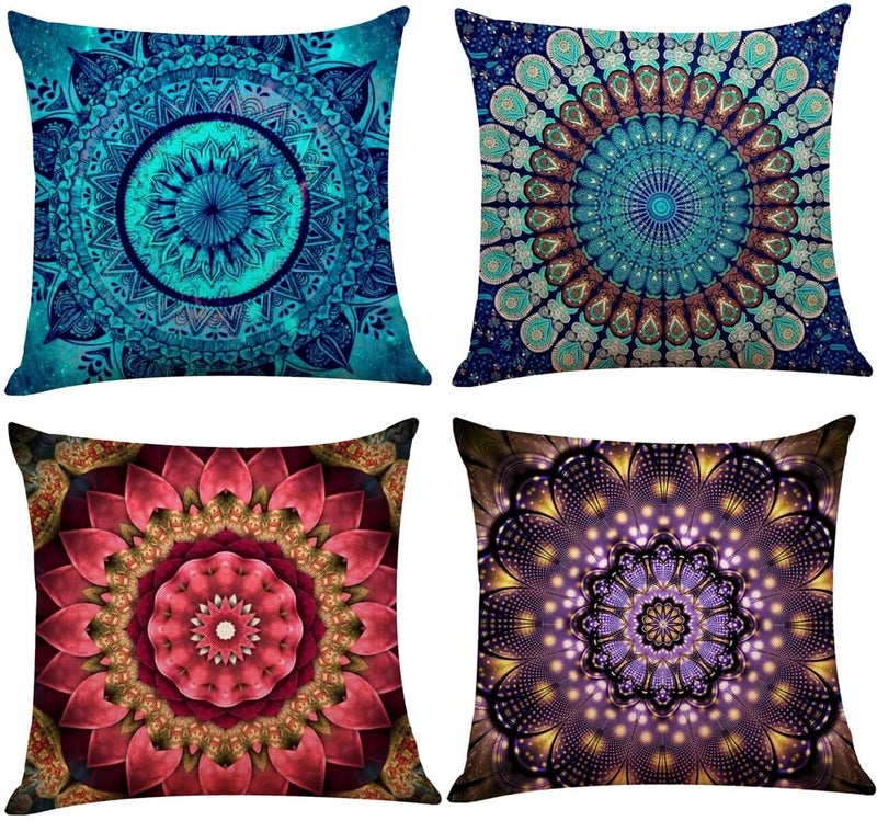Bluelans Bohemian Style Square Throw Pillow Protector Case Cushion linen Blue  - Image 2
