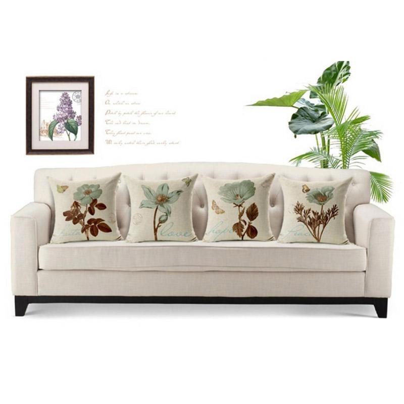 بلولانز غطاء وسادة ووسادة ديكور وأريكة كلاسيكي مربع الشكل بطبعة زهرة كتان أبيض 12 x 3 x 90سم - Image 3