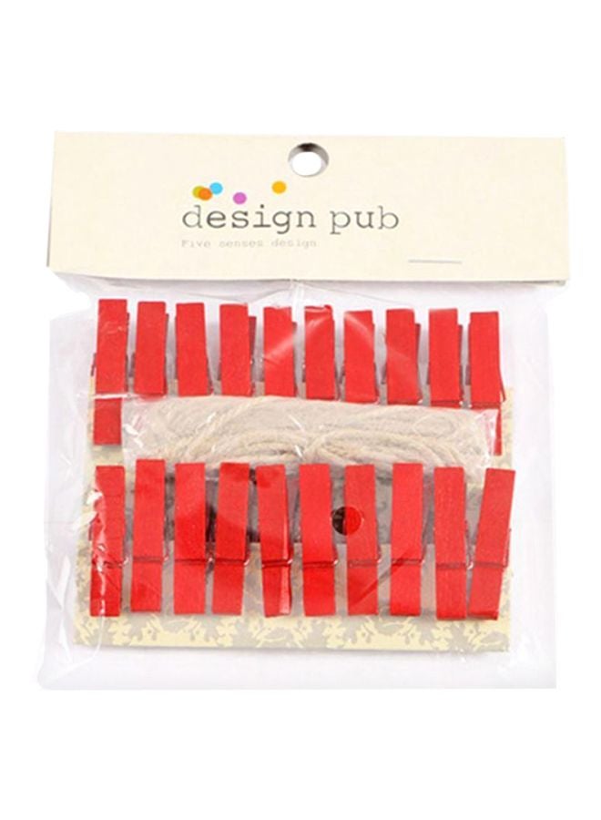 Bluelans 20-Piece Wooden Laundry Clothespins Red 3.5x0.7cm - Image 1