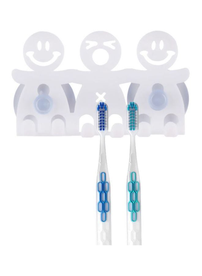 Beauenty Wall Mounted Smiling Face Toothbrush Holder White/Blue 12x3xx7cm  - Image 4