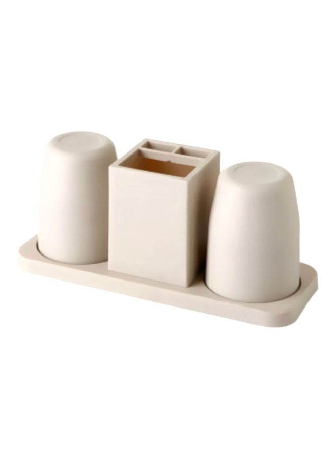CYTHERIA 3-Piece Toothbrush Cup Holder Set Beige 26.5x10x11.5cm  - Image 1