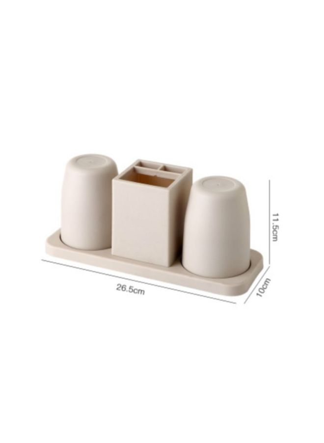 CYTHERIA 3-Piece Toothbrush Cup Holder Set Beige 26.5x10x11.5cm  - Image 2