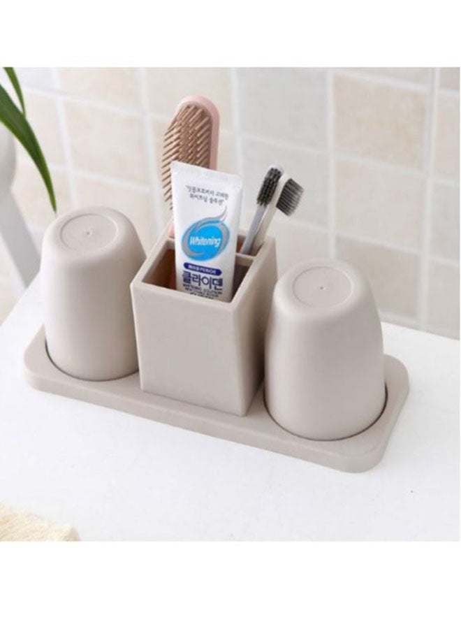 CYTHERIA 3-Piece Toothbrush Cup Holder Set Beige 26.5x10x11.5cm  - Image 3