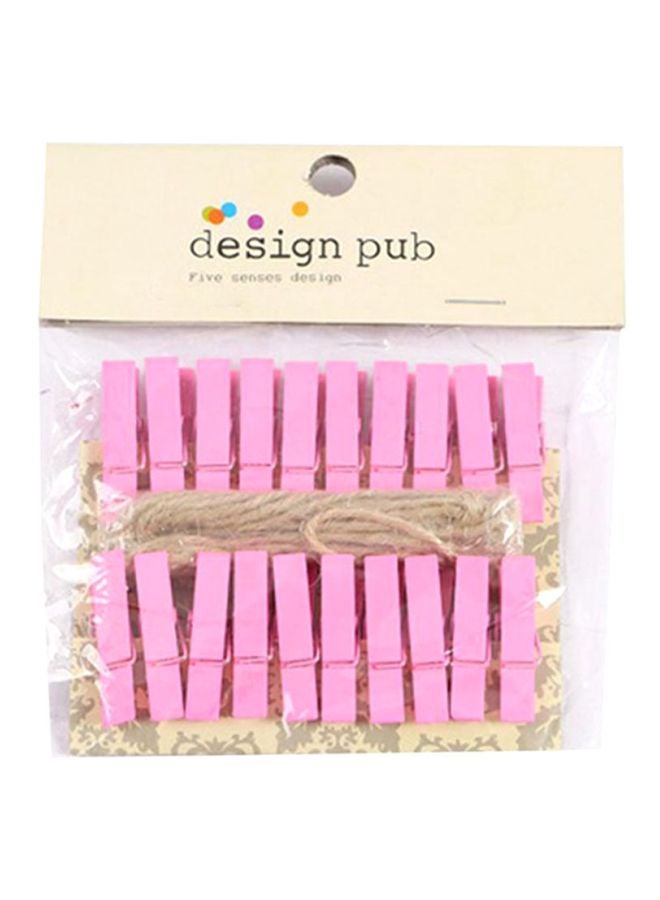 20-Piece Wooden Laundry Clothespins Pink 3.5x0.7cm