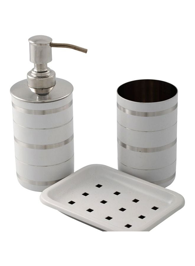 Home Box 3-Piece Rims Bath Accessories Set White/Silver  - Image 1