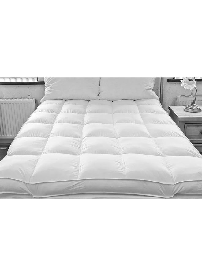 Mattress King Size Topper Cotton White 180 x 200cm  - Image 1