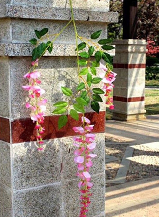 Bluelans - Artificial Wisteria Flowers Pink/Green 110cm - Image 1
