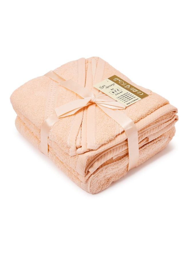 White Rose 6-Piece Towel Set (Bath Towel + Hand Towel + Guest Towel + Baby Towel + 2 Face Towel), Cotton, 500 GSM Peach Bath Towel (70x140), Hand Towel (50x100), Guest Towel (40x60), Baby Towel (30x50), 2xFace Towel (30x30)cm - Image 4