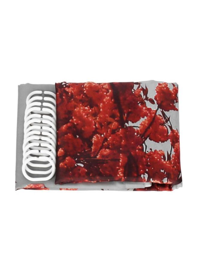 ANSELF 13-Piece Eiffel Tower Printed Shower Curtain With Ring Hooks Set Grey/Red/Black 180x200cm - Image 3