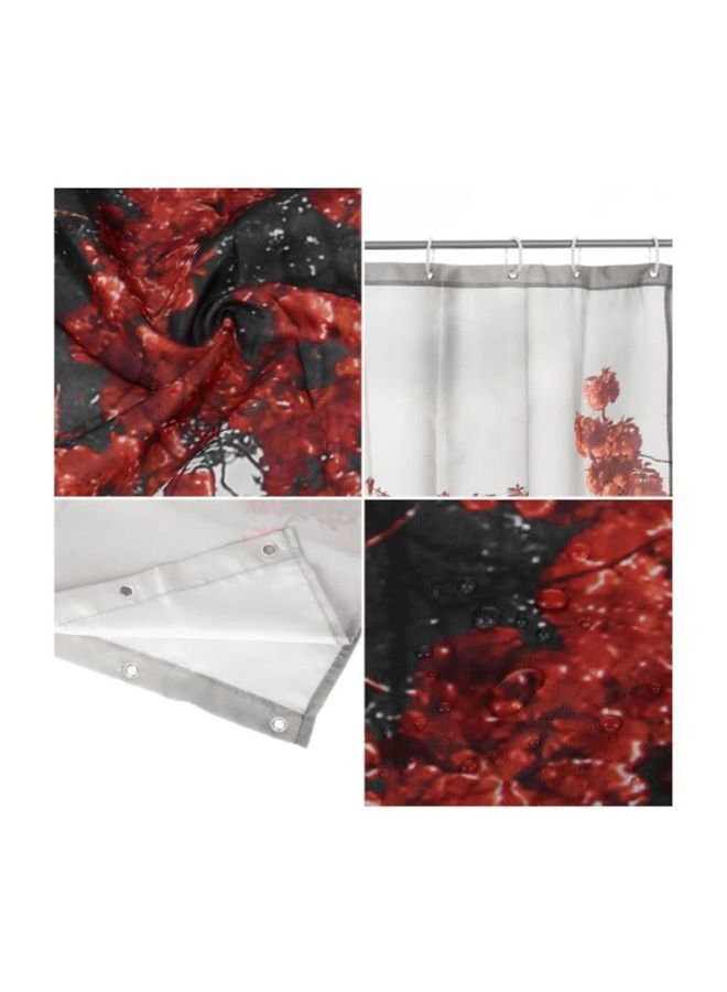 ANSELF 13-Piece Eiffel Tower Printed Shower Curtain With Ring Hooks Set Grey/Red/Black 180x200cm - Image 5