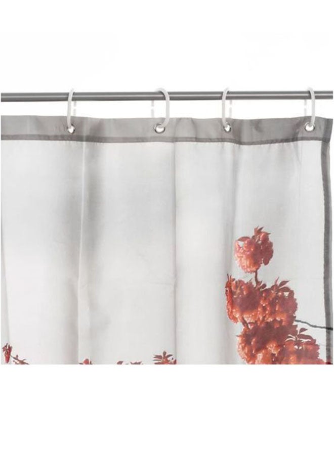 ANSELF 13-Piece Eiffel Tower Printed Shower Curtain With Ring Hooks Set Grey/Red/Black 180x200cm - Image 4