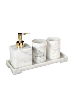 4-Piece Soap Dispenser With Tray Set White 3kg