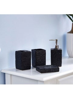 Home Box 4-Piece Ceramic Bath Set Black/Silver  - Image 1