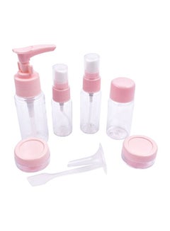 7-Pieces Lotion Dispenser Set Clear/Pink 16x4x14cm