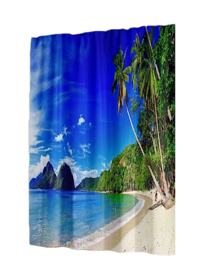 Deals for Less 13-Piece Beach Printed Shower Curtain With Hooks Set Multicolour 165x180centimeter - Image 1