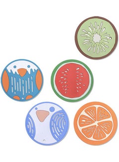 5-Pieces Silicone Table Insulation Mats Pads Multi Colour 8x8cm