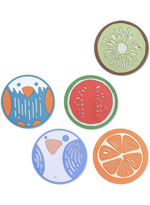 5-Pieces Silicone Table Insulation Mats Pads Multi Colour 8x8cm