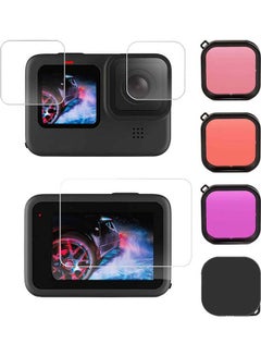 7-In-1 Kit Compatible For Gopro Hero 9 Action Camera Accessories With Silicone Lens Cap Black