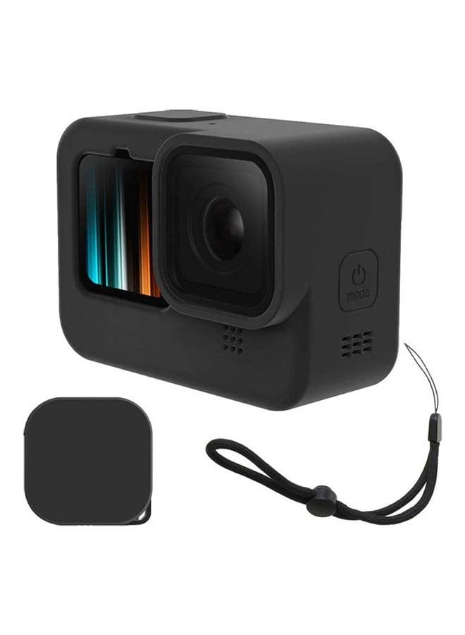 O Ozone Protective Silicone Case For GoPro Hero 9 With Lanyard Strap And Lens Cap Cover Black  - Image 1