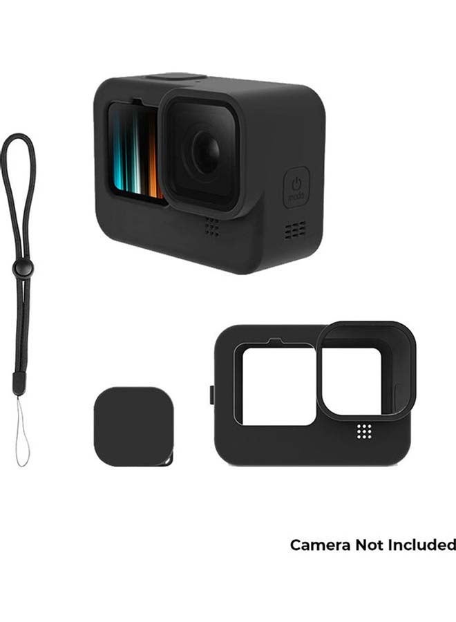 O Ozone Protective Silicone Case For GoPro Hero 9 With Lanyard Strap And Lens Cap Cover Black  - Image 5