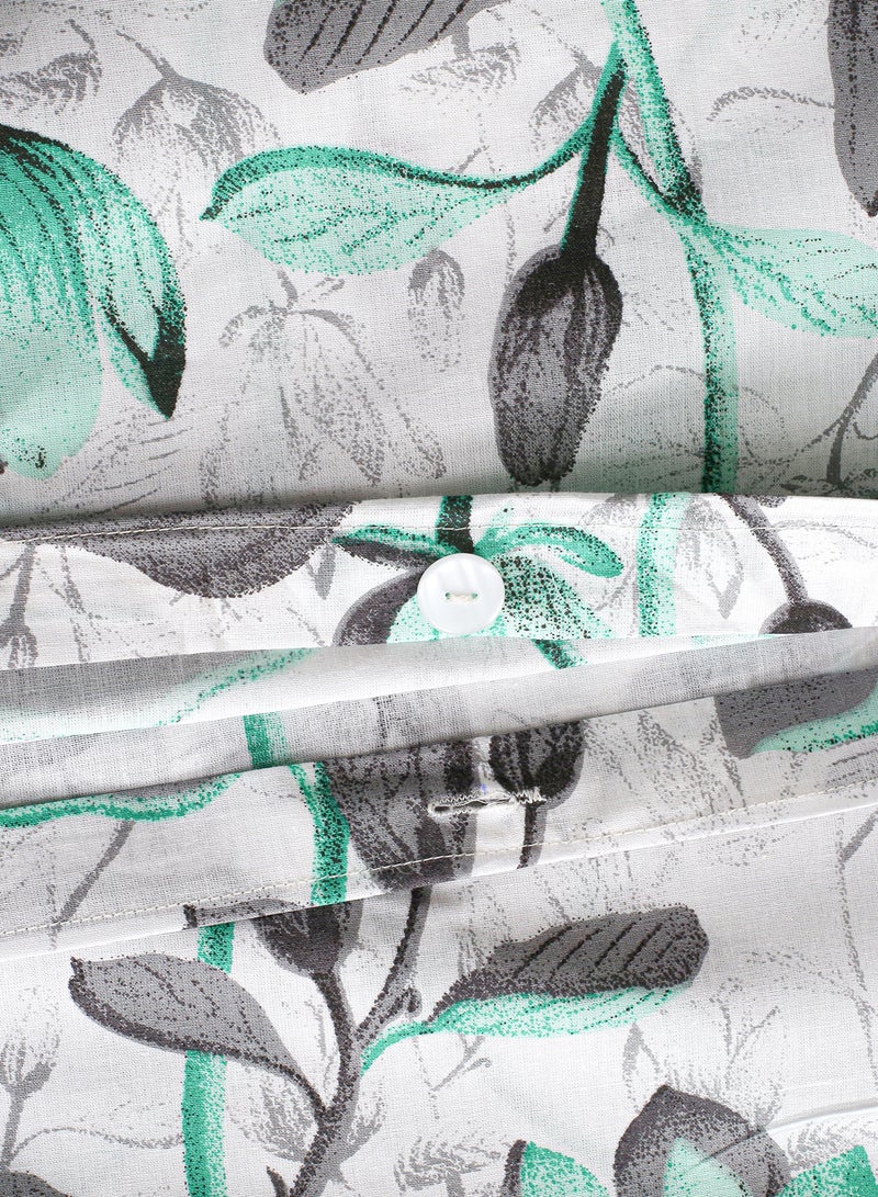 أمال غطاء لحاف من القطن / 100% مقاس 150×210 سم مع غطاء وسادة مقاس 40×40 سم 40X40- لمرتبة مقاس مفرد، لون أخضر/ رمادي قطن أخضر/رمادي Twin none - Image 2