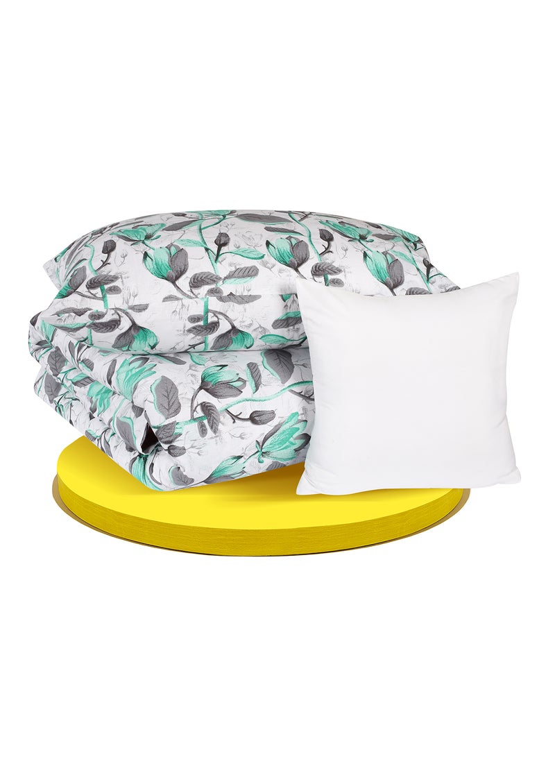 أمال غطاء لحاف من القطن / 100% مقاس 150×210 سم مع غطاء وسادة مقاس 40×40 سم 40X40- لمرتبة مقاس مفرد، لون أخضر/ رمادي قطن أخضر/رمادي Twin none - Image 4