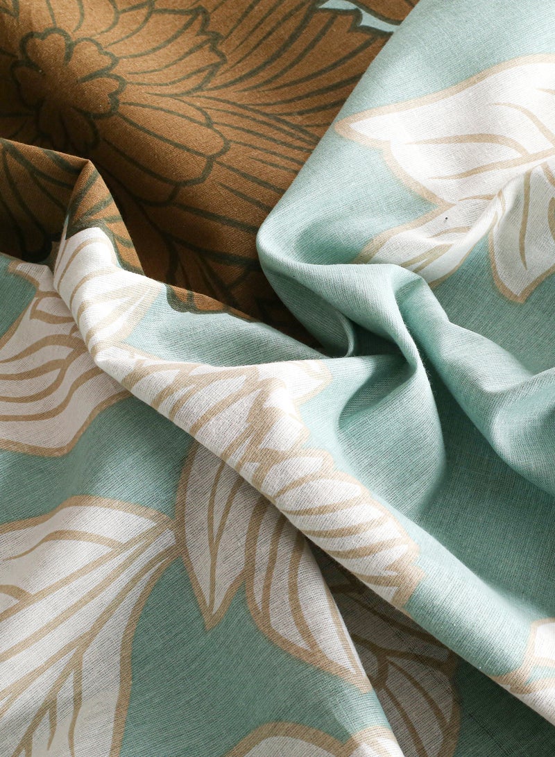 Amal Duvet Cover - With 2 Pillow Cover 50x75 cm, Comforter 220X200 cm, 2 Cushion Cover 40X40 cm - For Queen Size Mattress - Light Blue/Brown Microfiber - Cotton Light Blue/Brown Queen Cotton Light Blue/Brown - Image 3