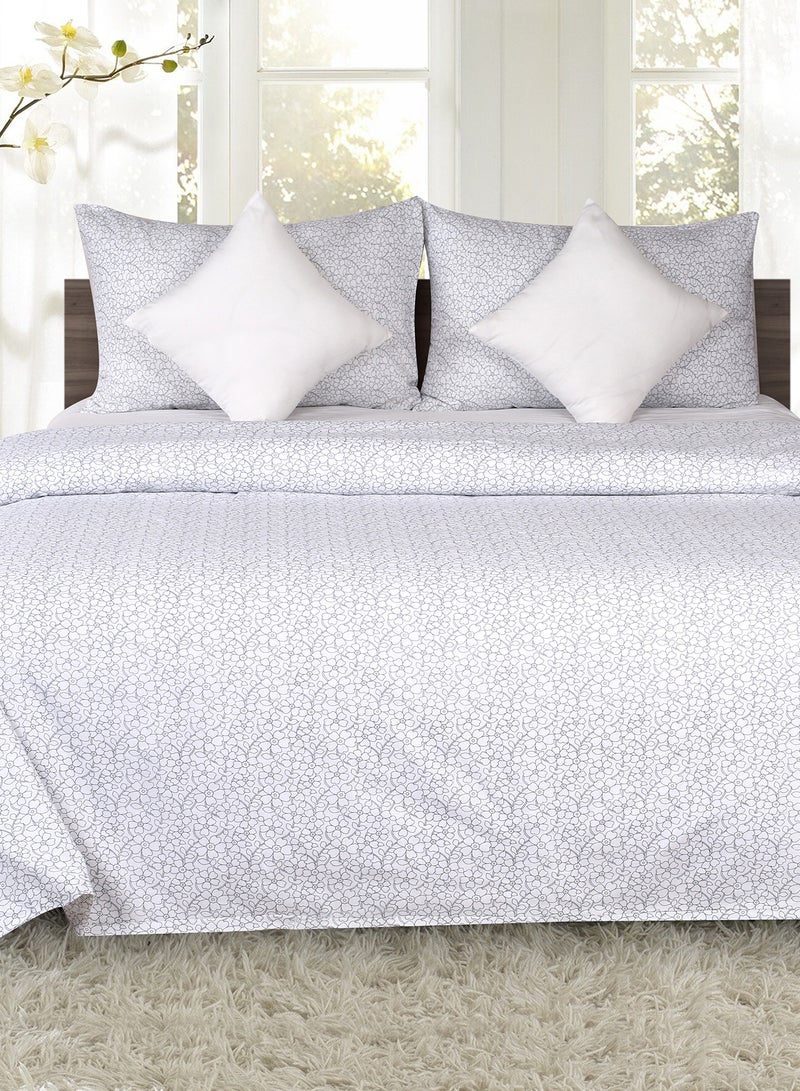 Amal Duvet Cover Set- With 1 Duvet cover 240X215 Cm And 2 Pillow Cover 50X75 Cm And 2 Cushion Cover 40X40 Cm  - For King Size Mattress - Pearl White 100% Cotton Cotton Multicolour King - Image 1