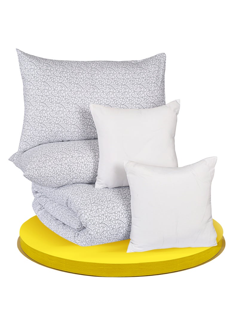 Amal Duvet Cover Set- With 1 Duvet cover 240X215 Cm And 2 Pillow Cover 50X75 Cm And 2 Cushion Cover 40X40 Cm  - For King Size Mattress - Pearl White 100% Cotton Cotton Multicolour King - Image 4