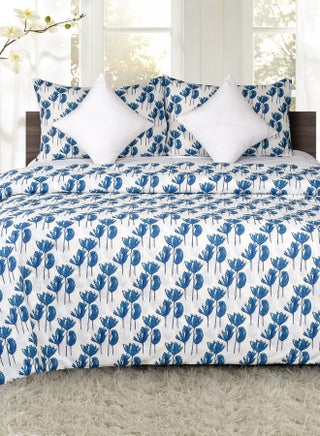 Duvet Cover - With Pillow Cover 50X75 Cm, Comforter 240X215 Cm, 40X40 Cm - For King Size Mattress - Navy Blue/White Microfiber - Cotton Navy Blue/White King - v1612244337/N39174029A_1
